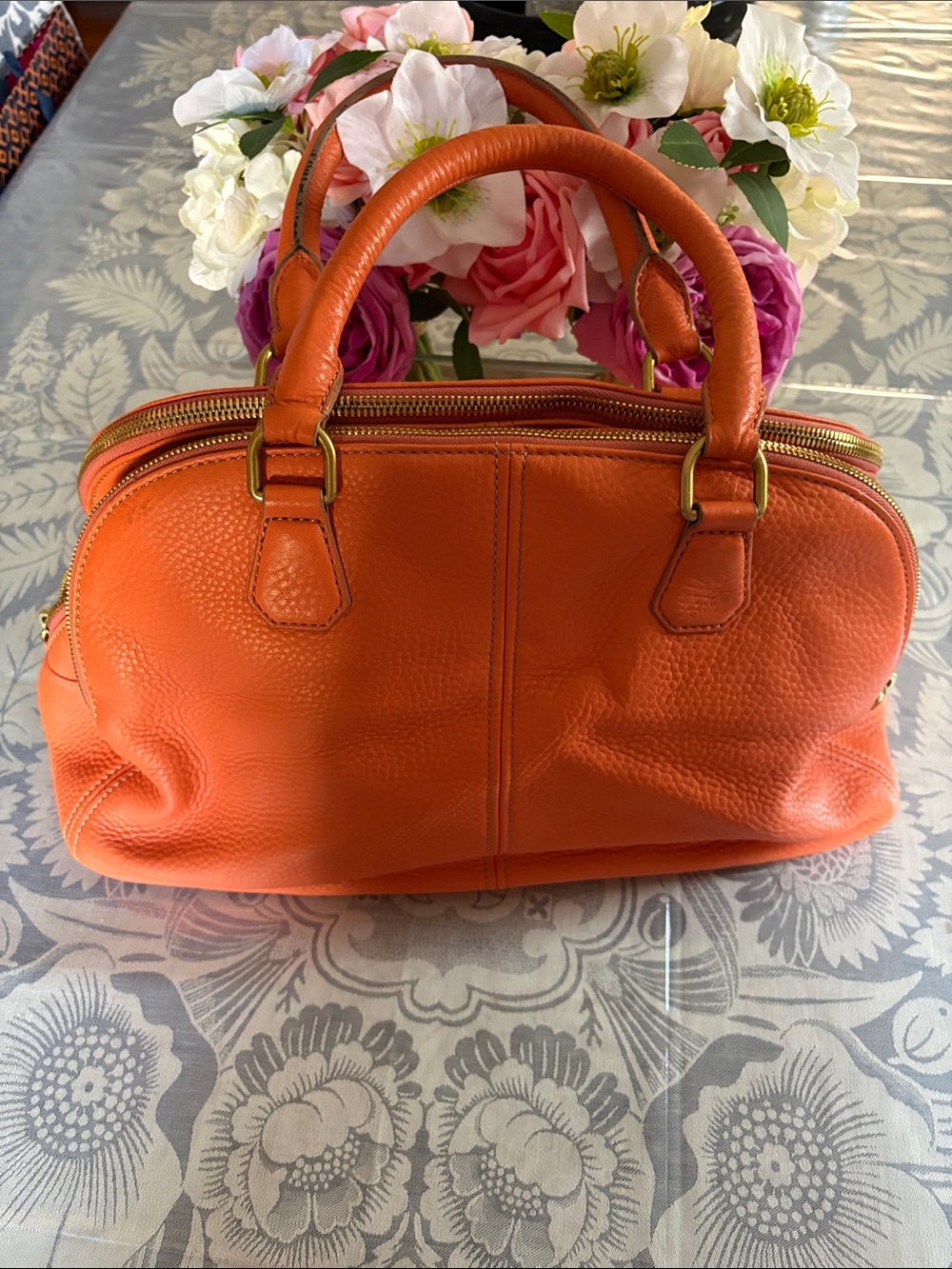 J. Crew Biennial Satchel in Orange with Gold Hardware